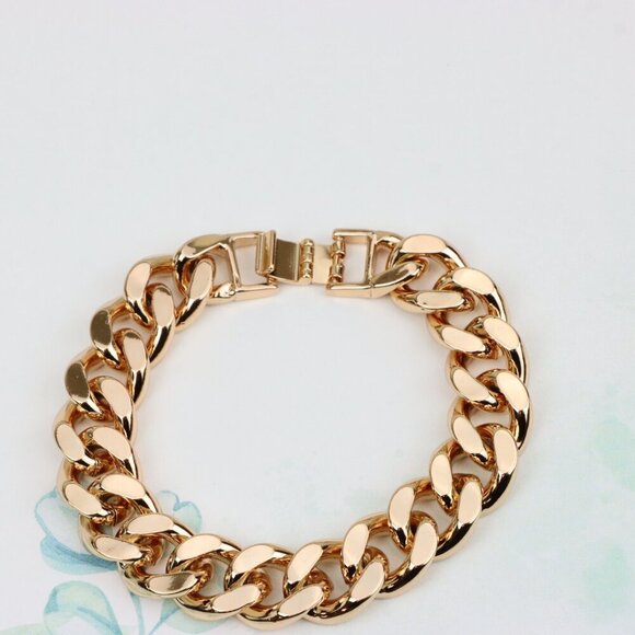 "Polished Rose Gold Chain Bracelet, Gold Plated, XPBL0888 - Picture 2 of 12